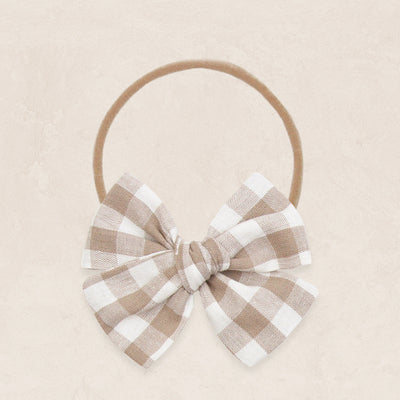 Adventure Bow - Taupe Gingham Headband