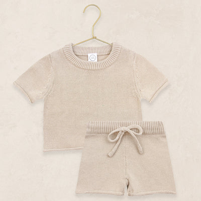 Knit Shirt + Short Set - Tan