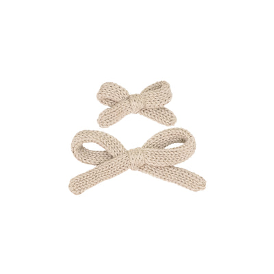 Sweater Bow - Tan Knit Clip