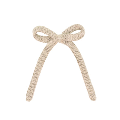 Sweater Bow - Tan Knit Sash Clip