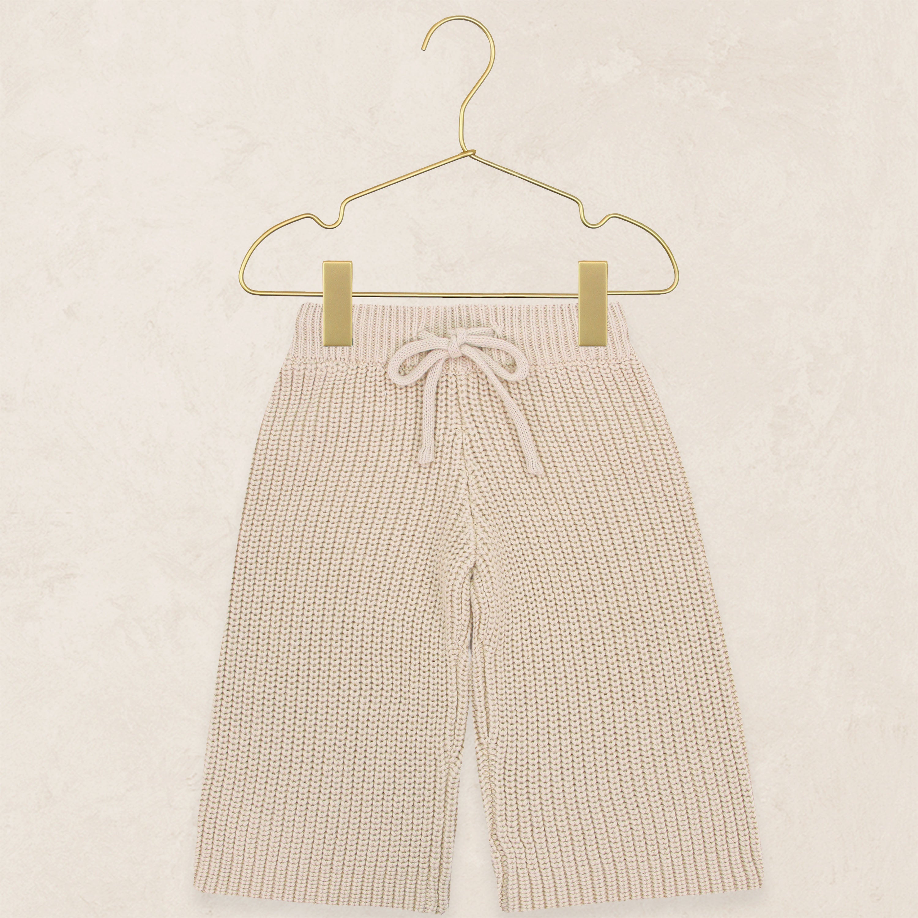 Knit Chunky Wide Leg Pants - Tan
