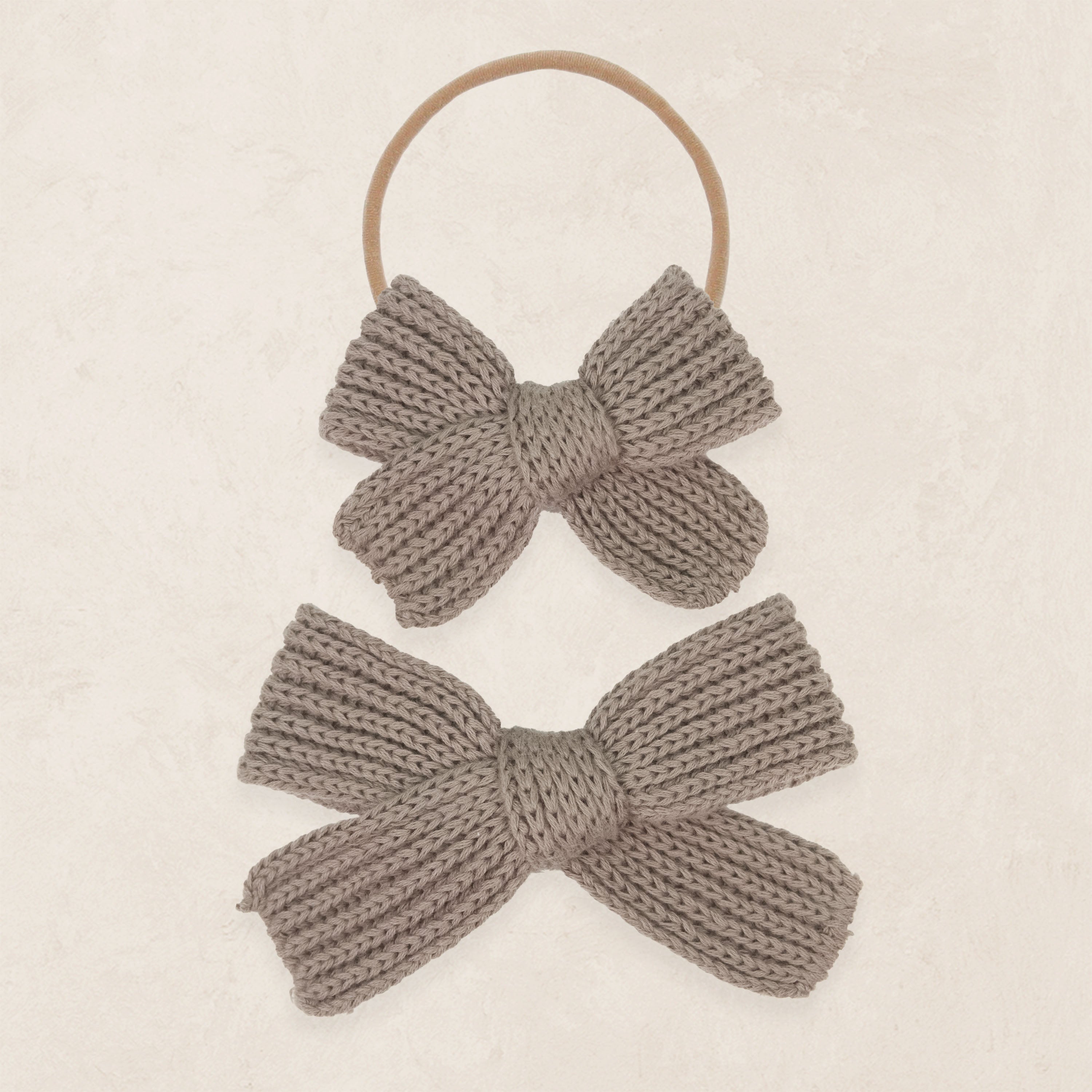 Sweater Bow - Taupe Chunky Knit