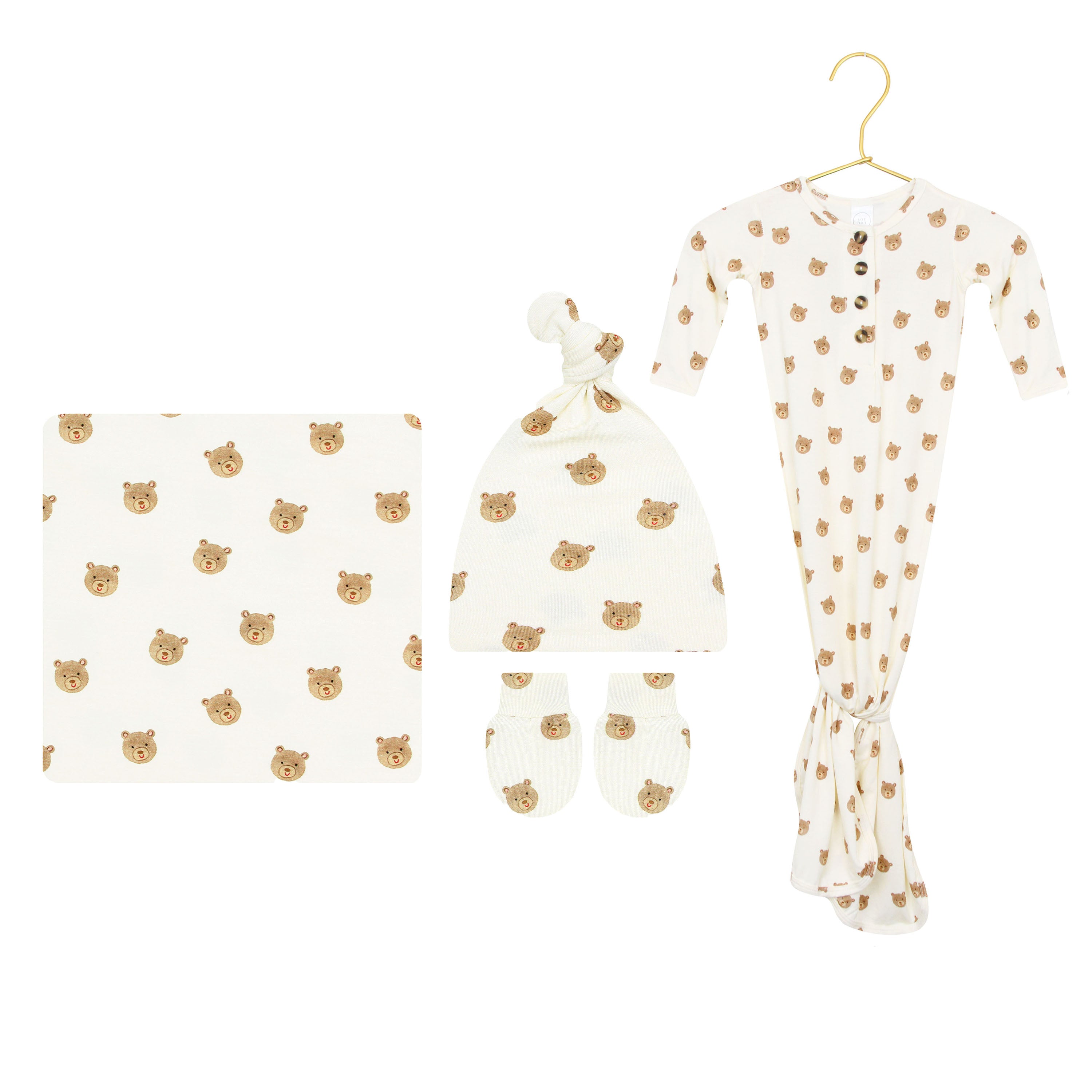 Teddy Newborn Hat Bundle (Gown)