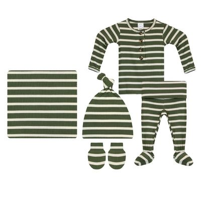 Tyler Ribbed Newborn Hat Bundle (Top + Bottom)