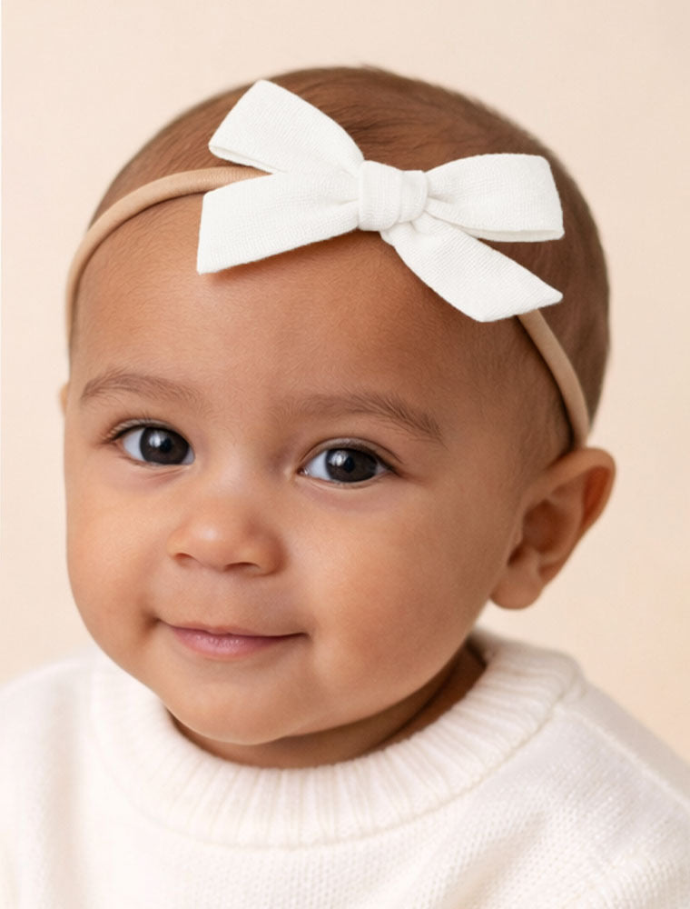 Classic Bow - White Petite Headband