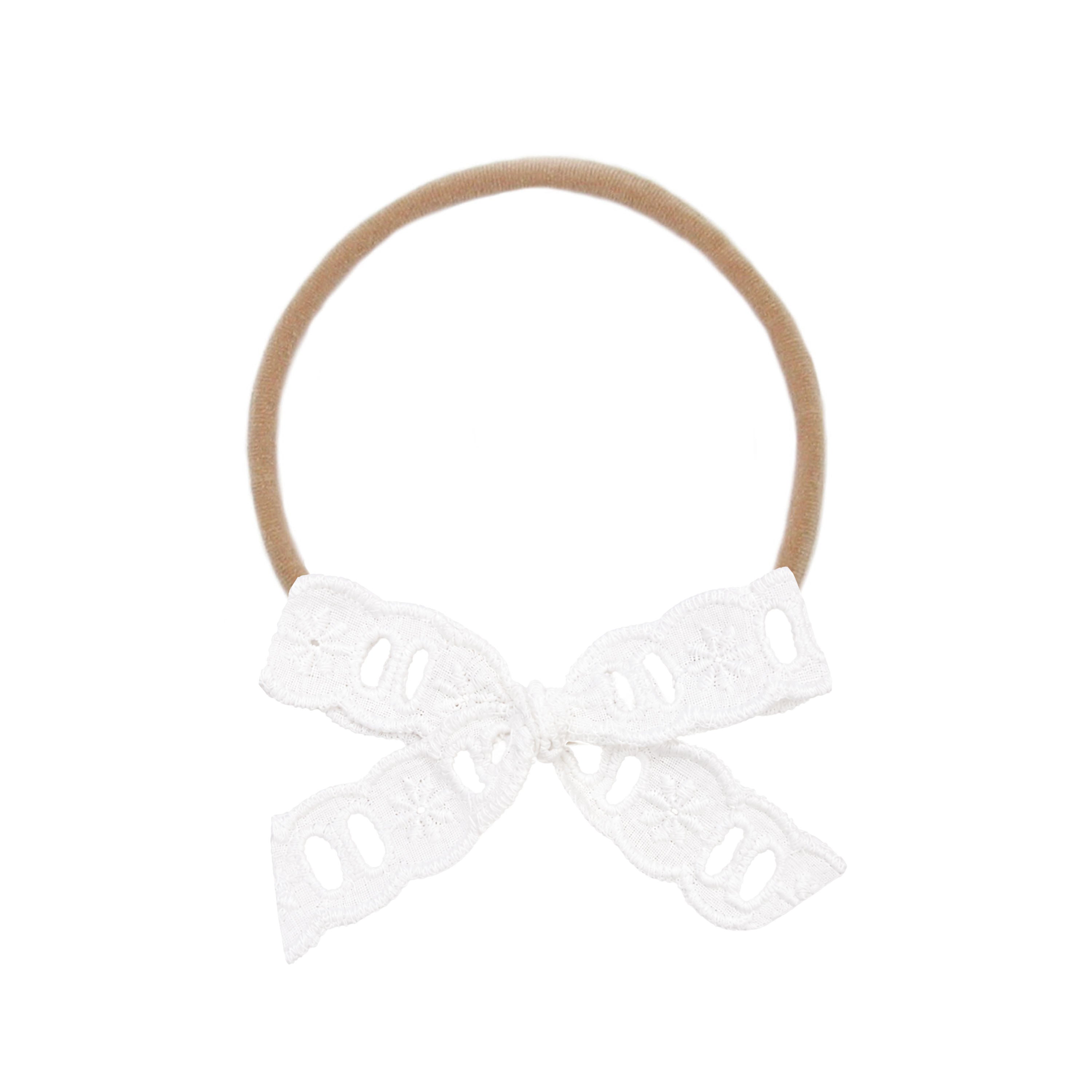 Lace Bow - White Daisy Eyelet Headband