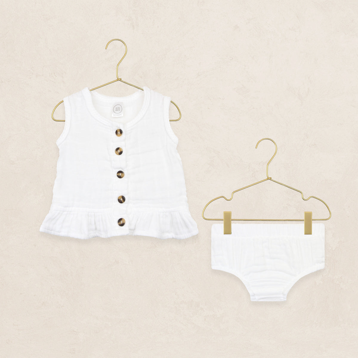 Ruffle Tank + Bloomer Set - White