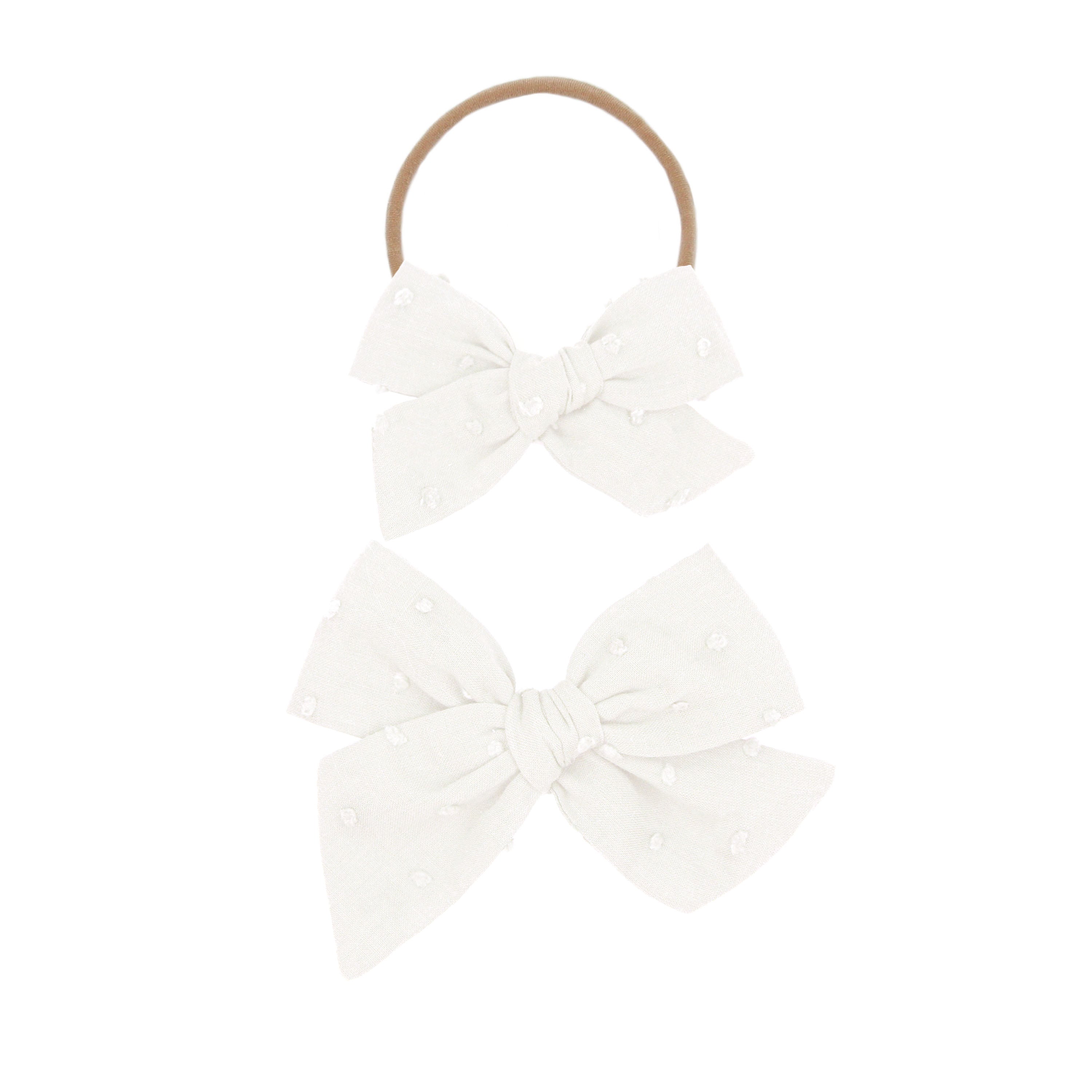Classic Bow - White Swiss Dot