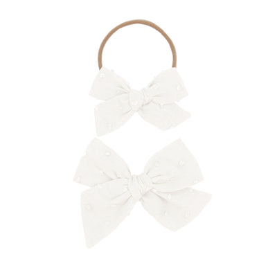 Classic Bow - White Swiss Dot