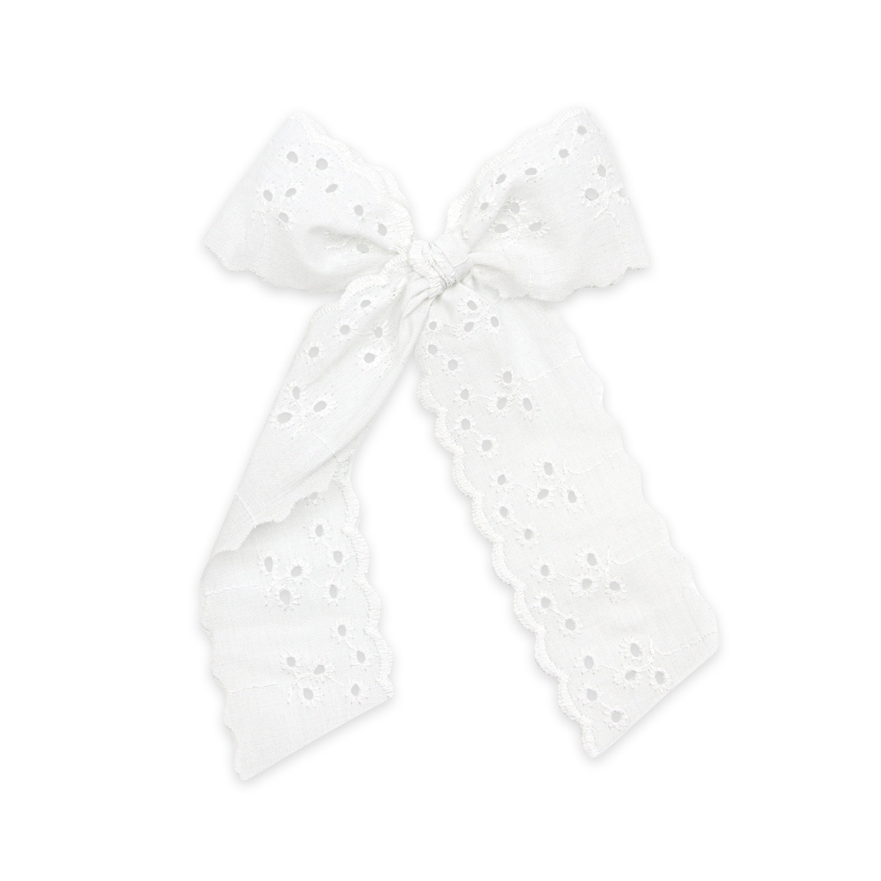 Lace Bow - White Daisy Eyelet Sash Clip