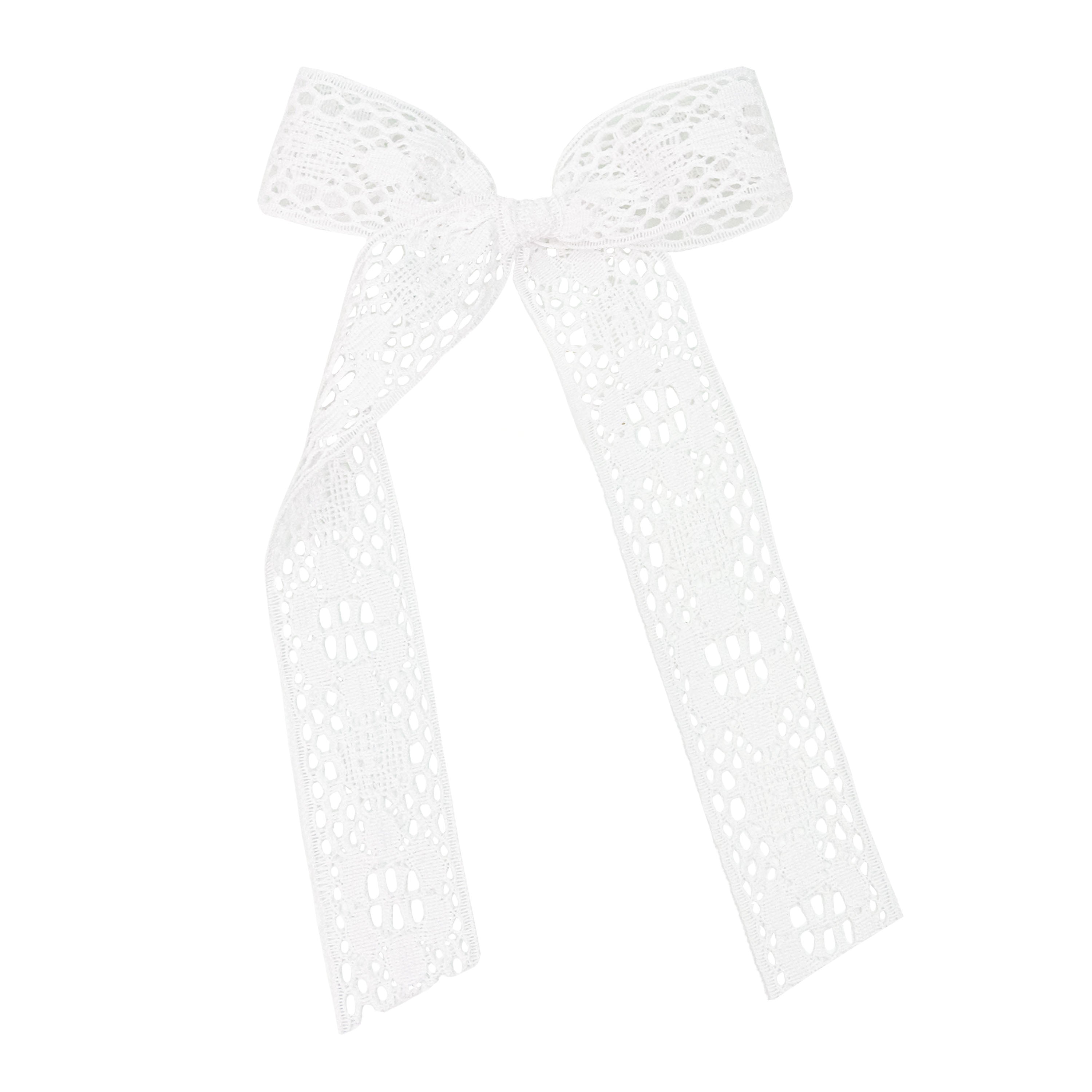 Lace Bow - White Sash Clip