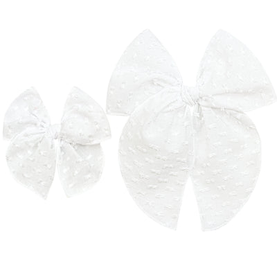 Heirloom Bow - White Swiss Dot Clip