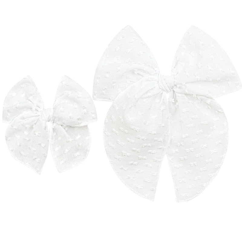 Heirloom Bow - White Swiss Dot Clip