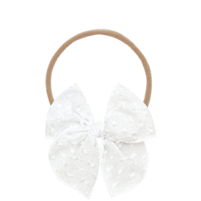 Heirloom Bow - White Swiss Dot Headband