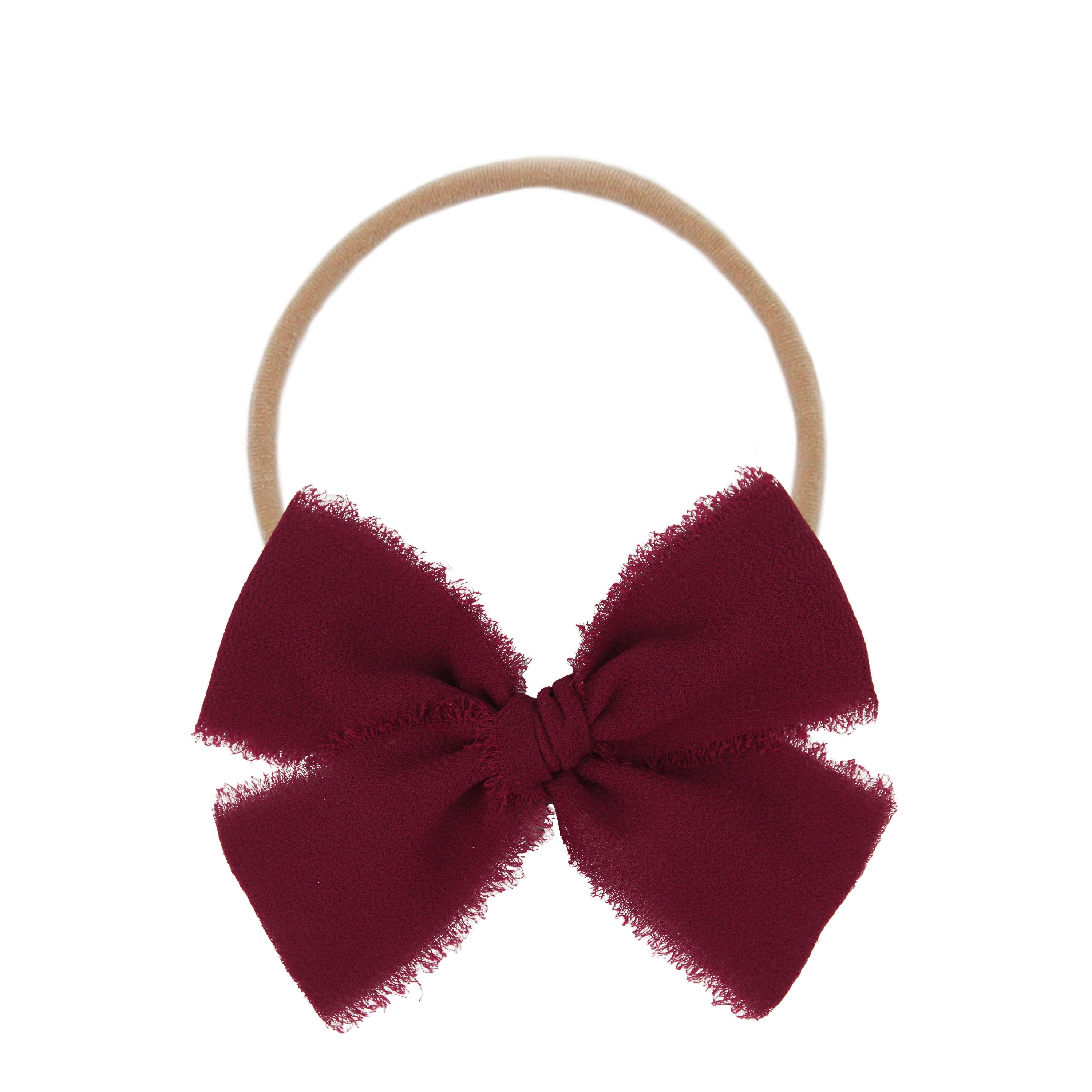 Chiffon Bow - Wine Headband