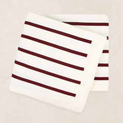 Knit Blanket - Maroon Stripe