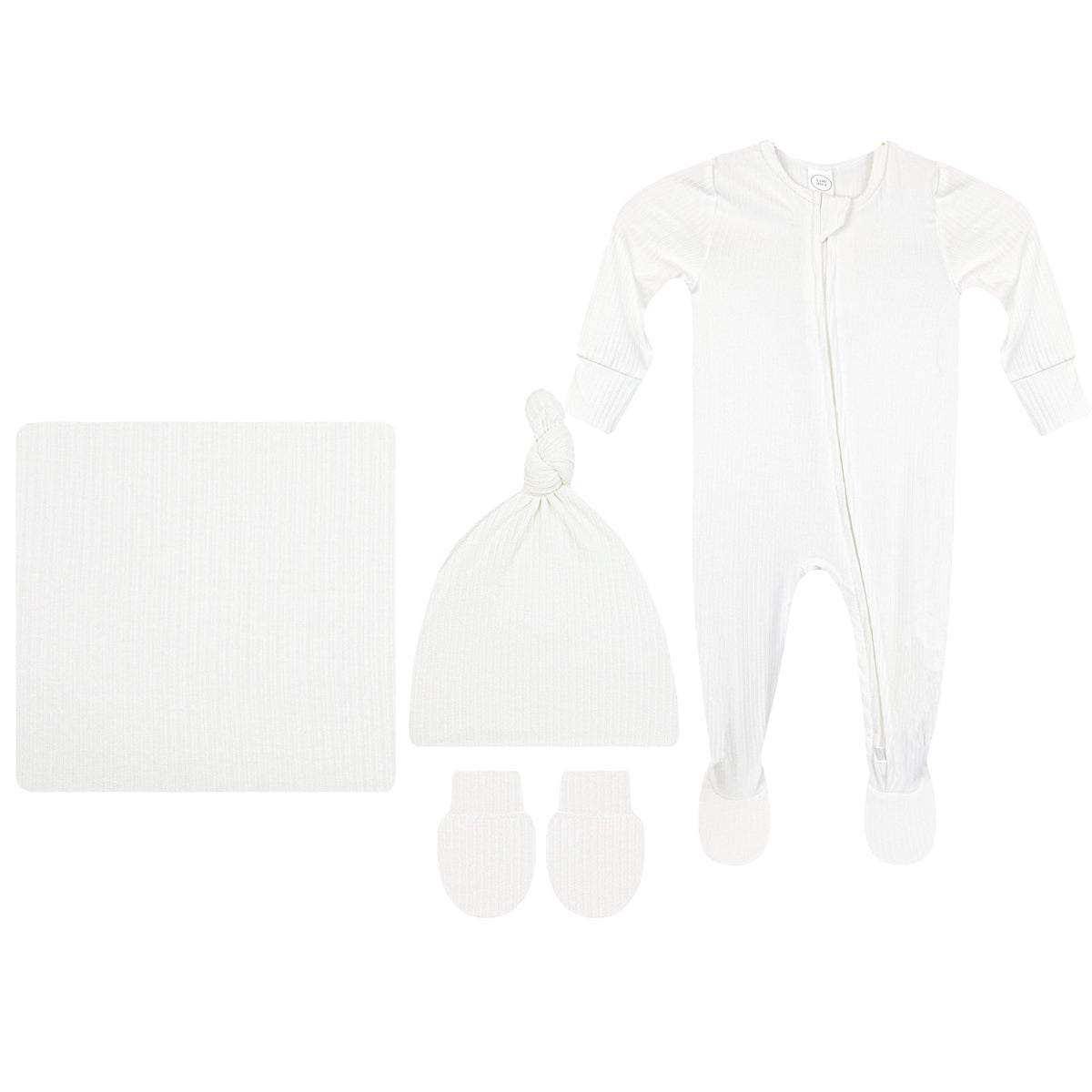 Wren Ribbed Newborn Hat Bundle + Zipper Footie