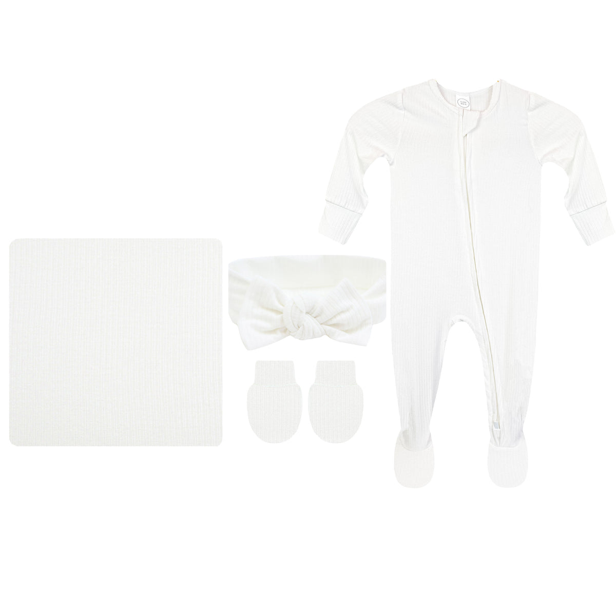 Wren Ribbed Newborn Headband Bundle + Zipper Footie