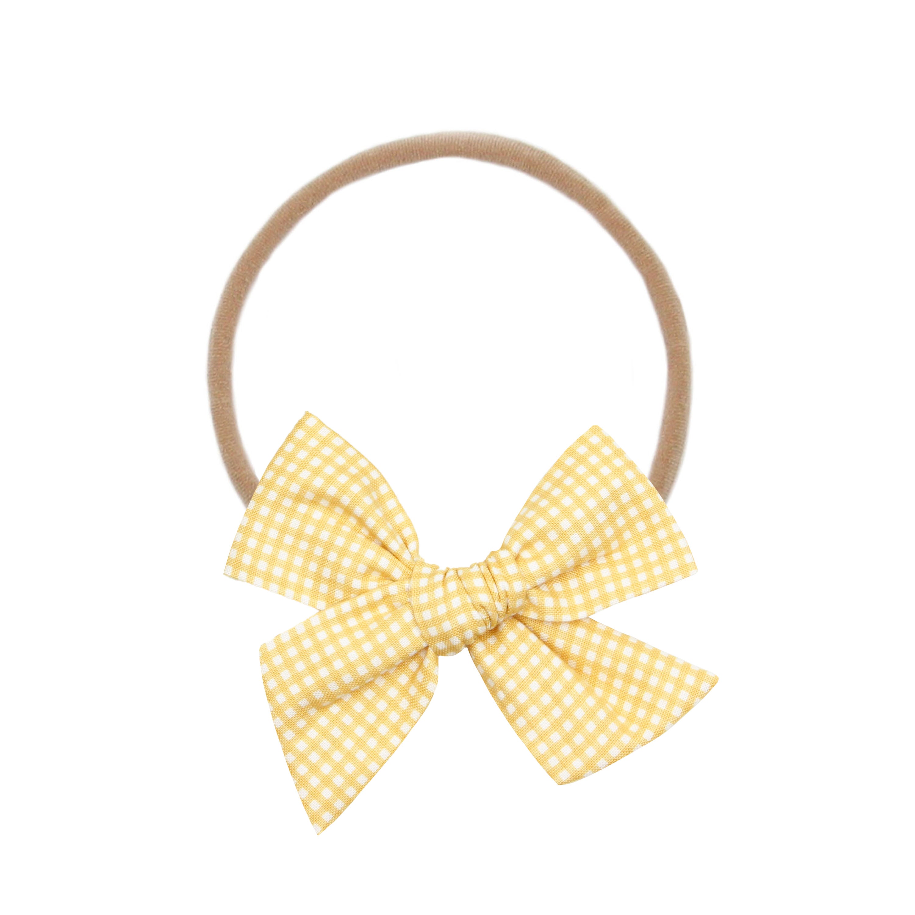 Linen Bow - Yellow Gingham Headband