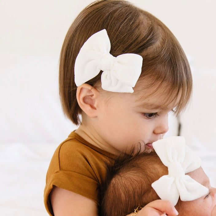 Velvet Bow Hair Clip 3 Pack: Petal