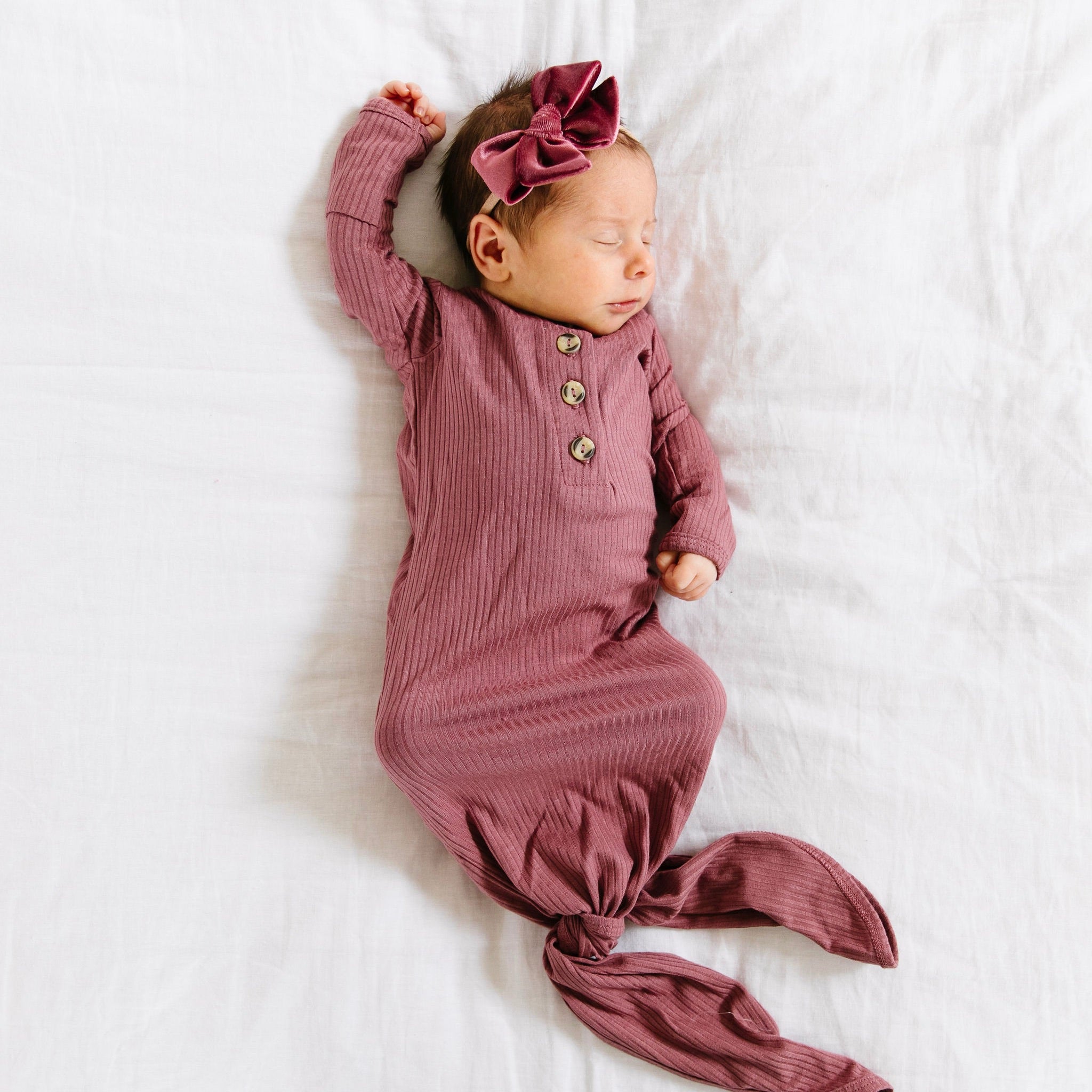 Marjorie Ribbed Newborn Headband Bundle (Gown)