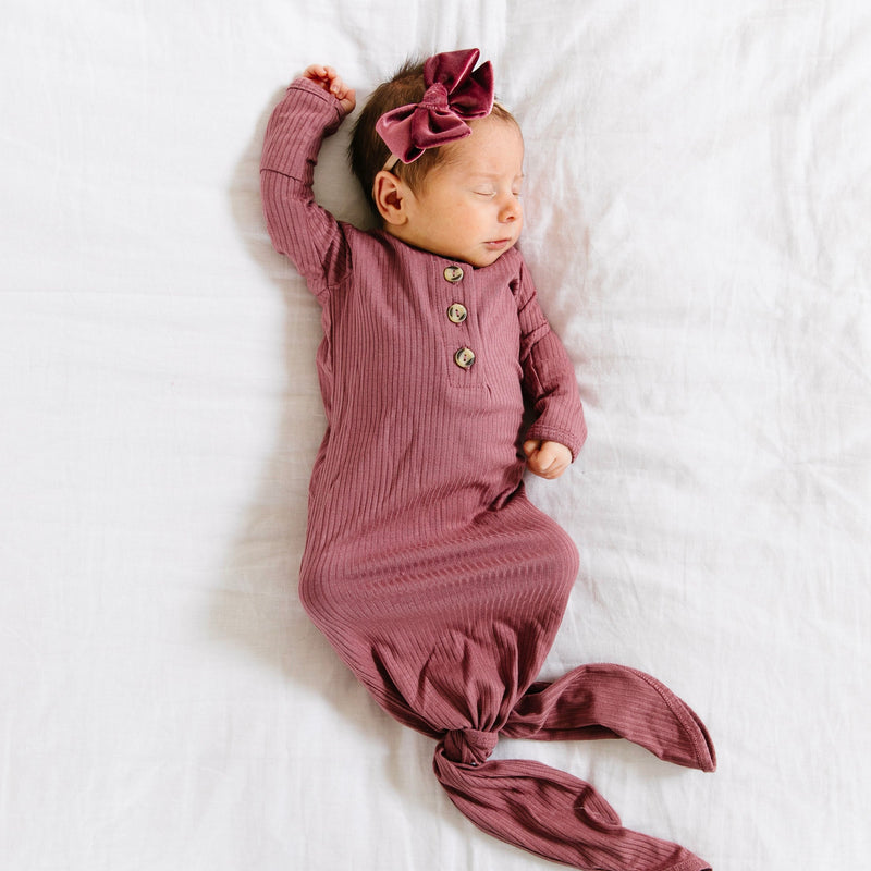 Marjorie Ribbed Newborn Headband Bundle (Gown)