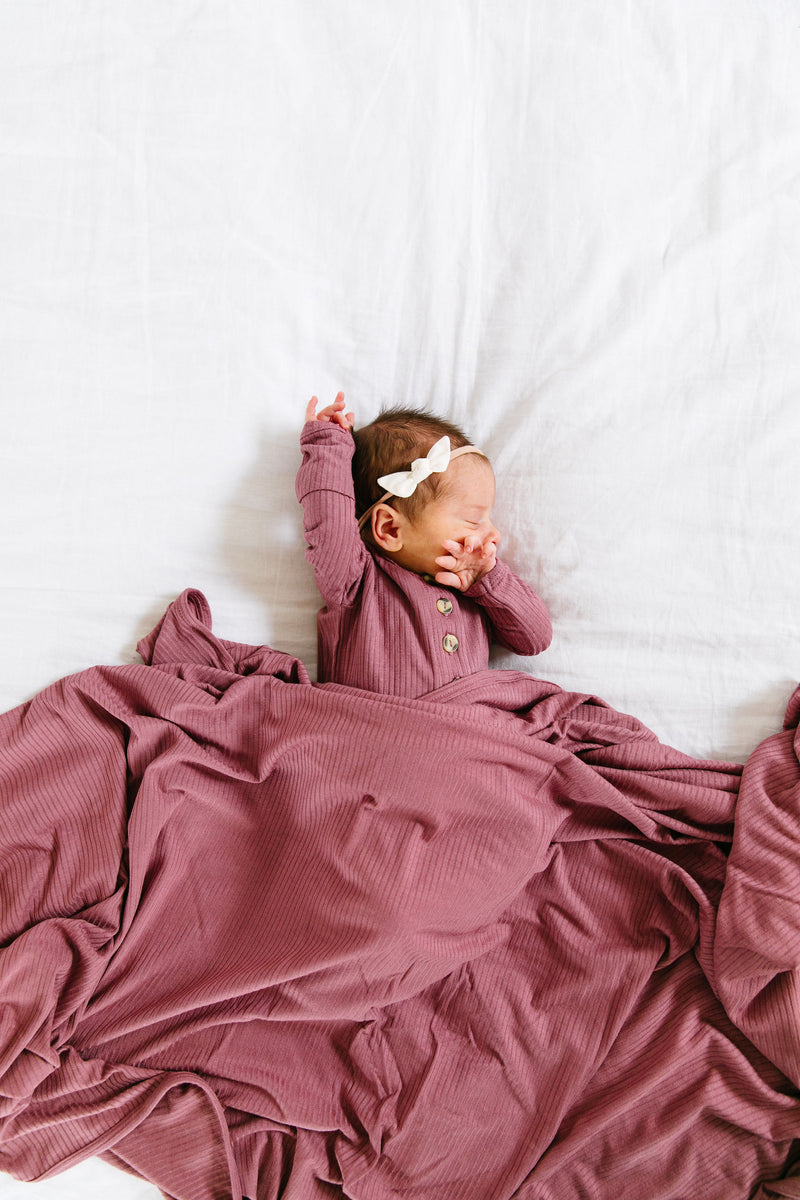 Marjorie Ribbed Newborn Headband Bundle (Gown)