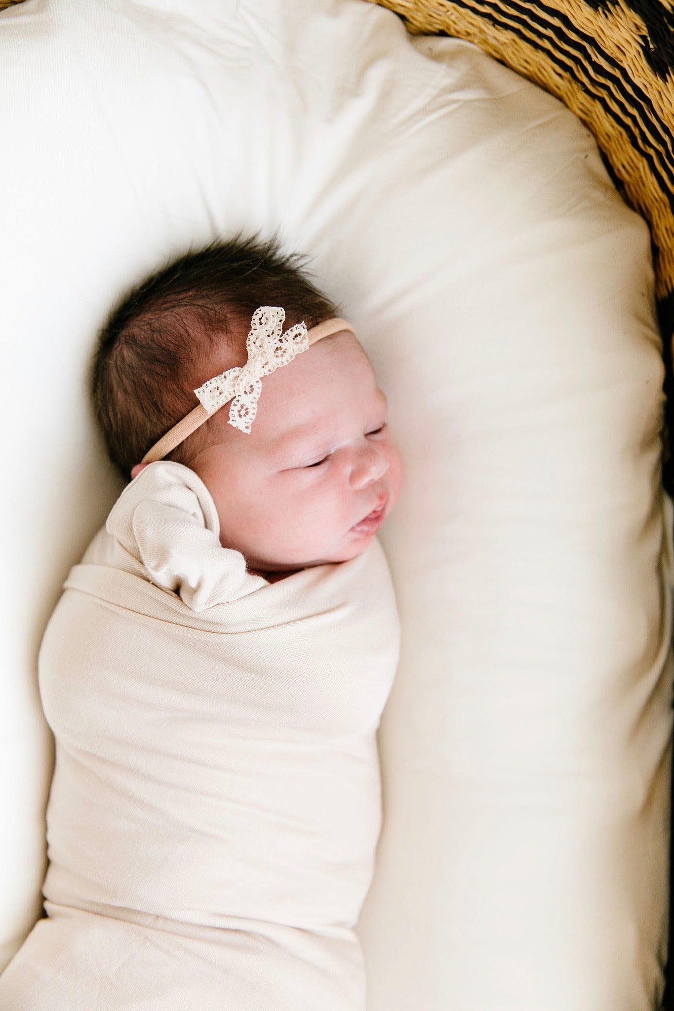 Lace Bow - Mini Cream Headband
