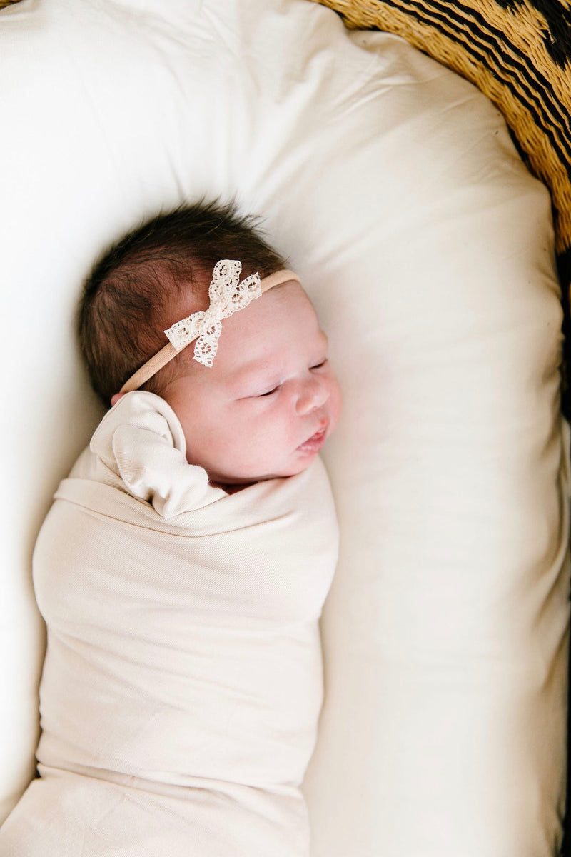 Lace Bow - Mini Cream Headband