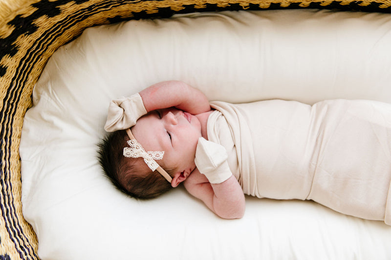 Lace Bow - Mini Cream Headband