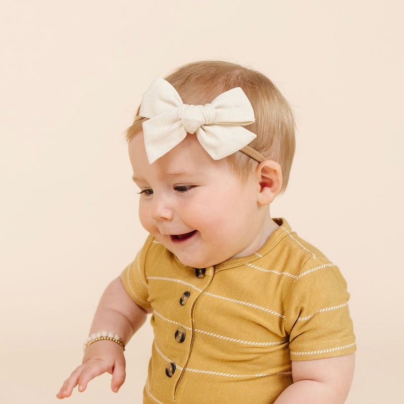 Linen Bow - Ivory Headband