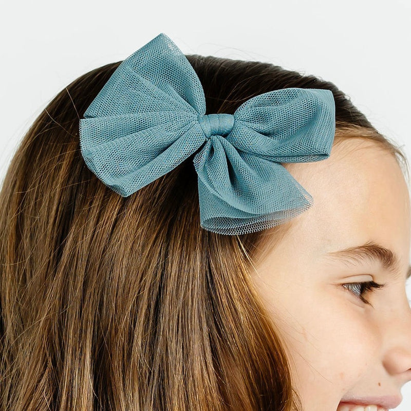 Tulle Bow - Ocean Clip