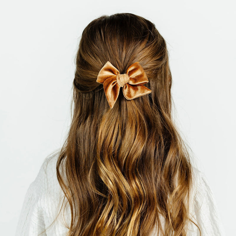 Velvet Bow Hair Clip 3 Pack: Rose