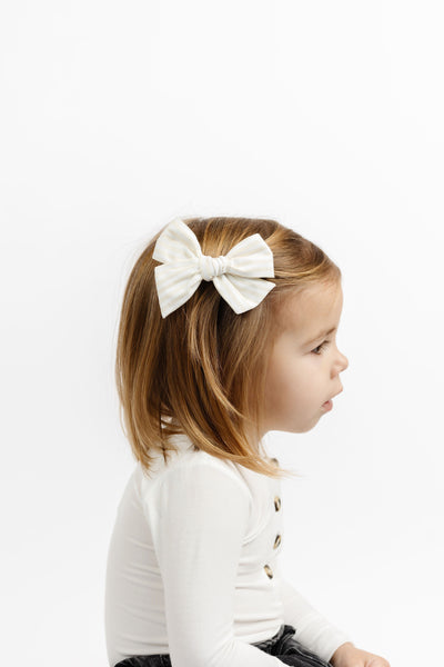 Cotton Bow - Ivory Stripe Clip