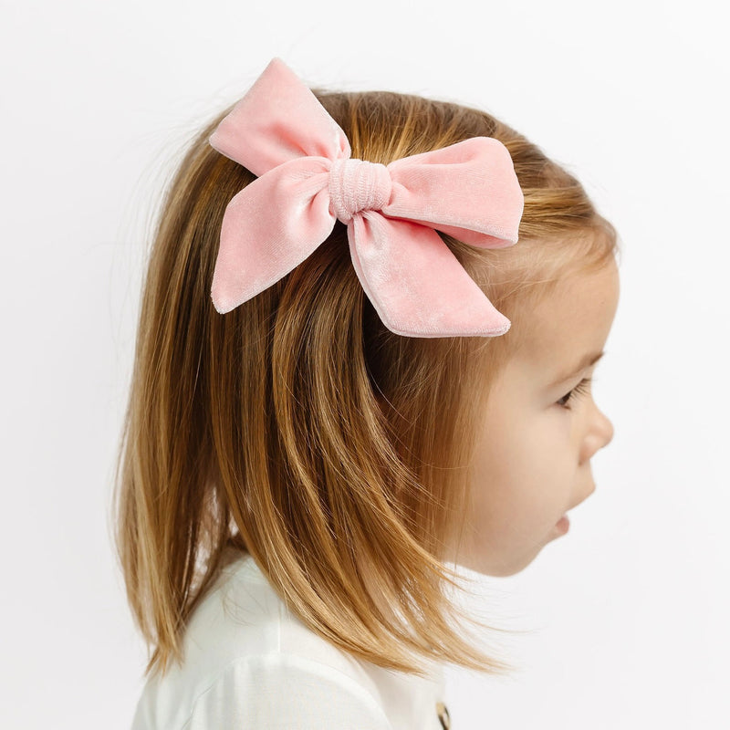 Velvet Bow Hair Clip 3 Pack: Petal