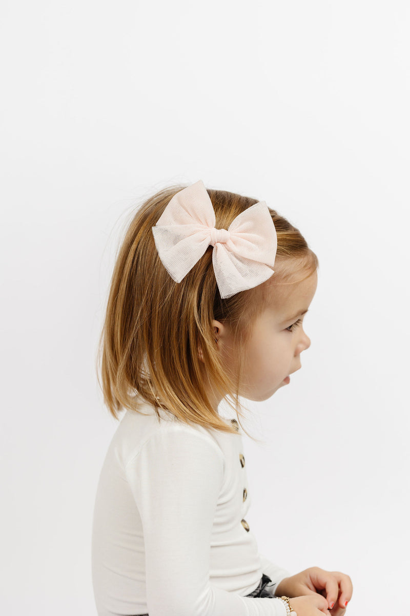 Tulle Bow - Blush Clip