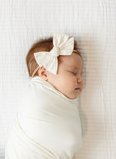 Cotton Bow - Ivory Stripe Headband