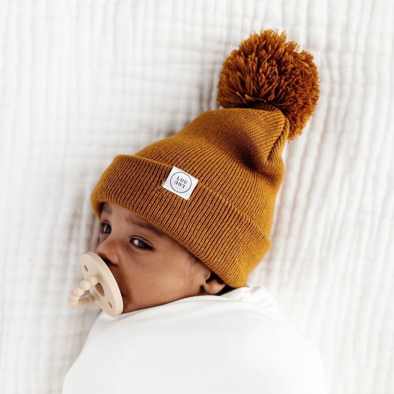 Beanie with Pom - Brick Red – Lou Lou & Company