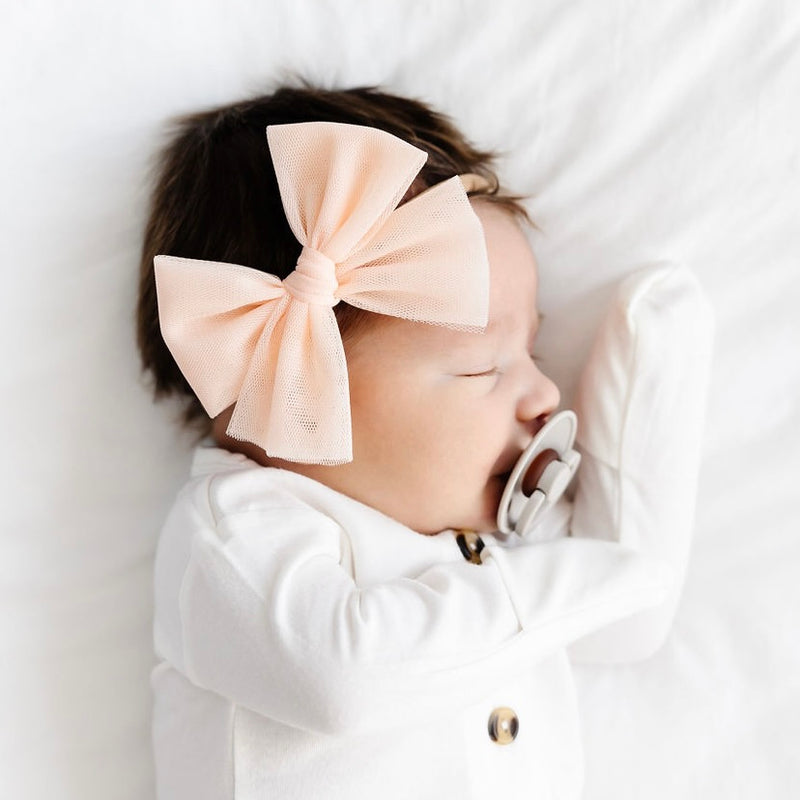 Tulle Bow - Peach Headband