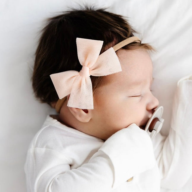 Tulle Bow - Peach Headband