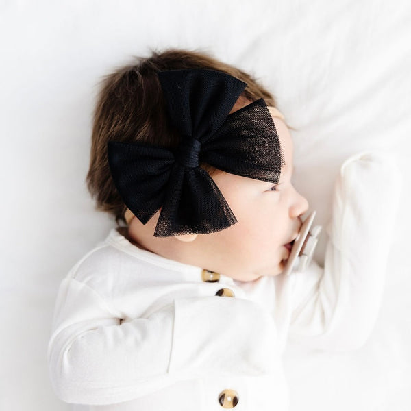 Tulle Bow - Black Headband