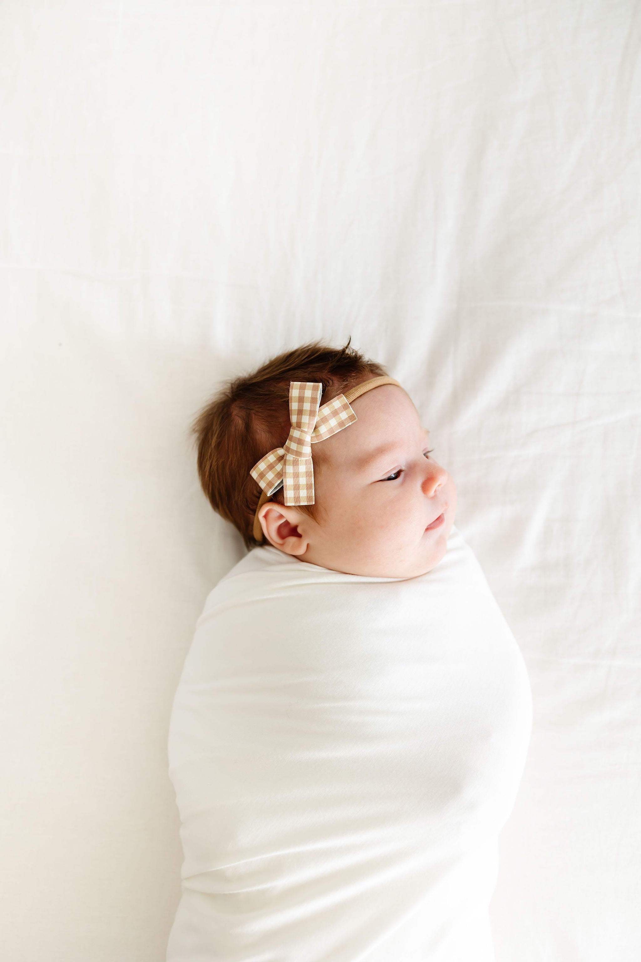 Leather - Bronze Check Bow Headband