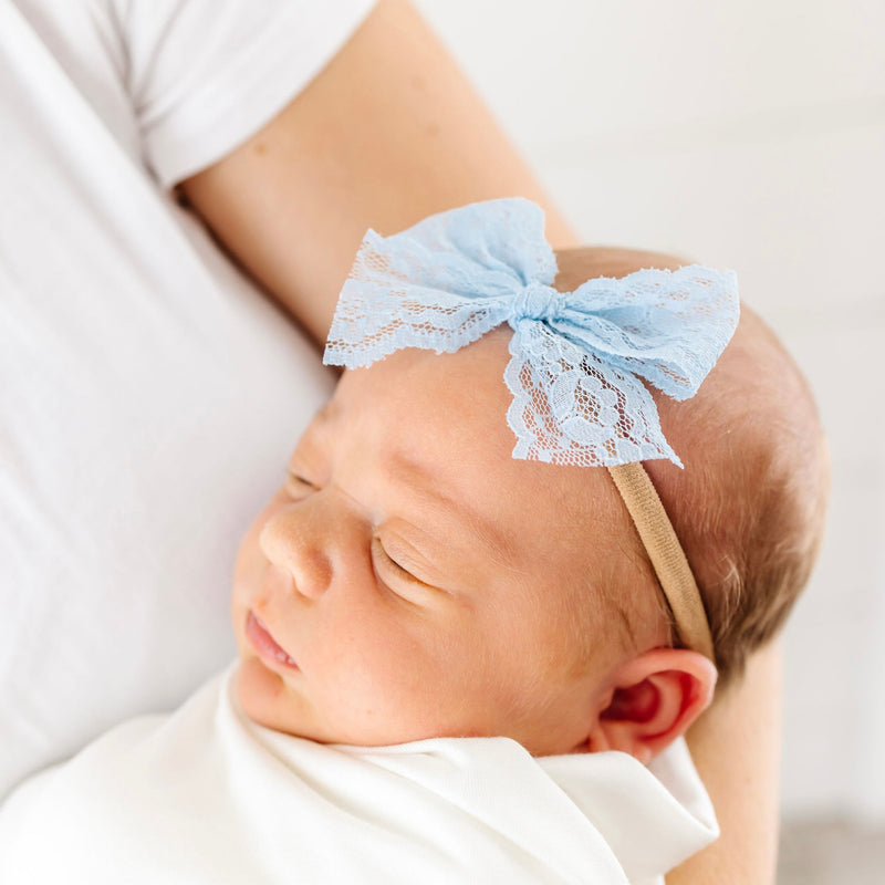 Lace Bow - Powder Blue