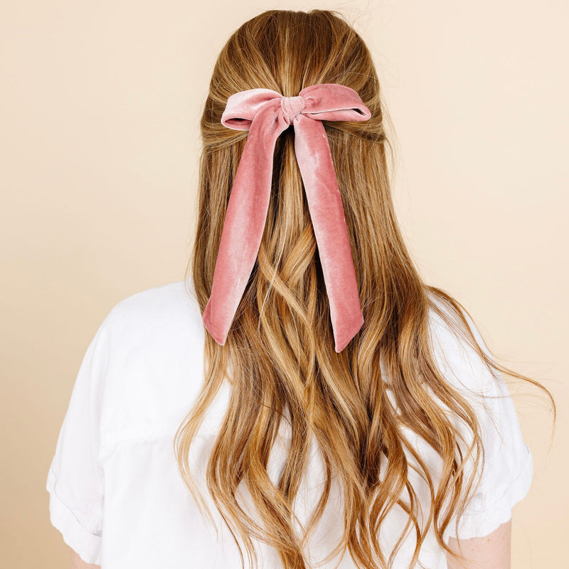 Velvet Sash - Berry Bow Clip