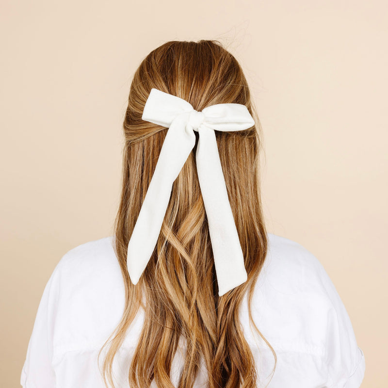 Velvet - Ivory Bow Sash Clip