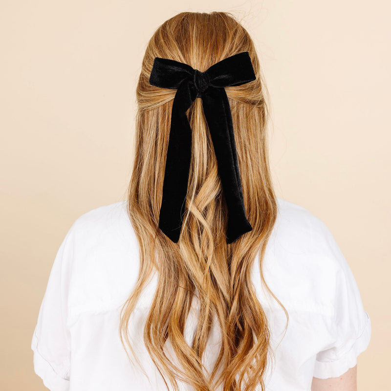 Velvet - Black Bow Sash Clip