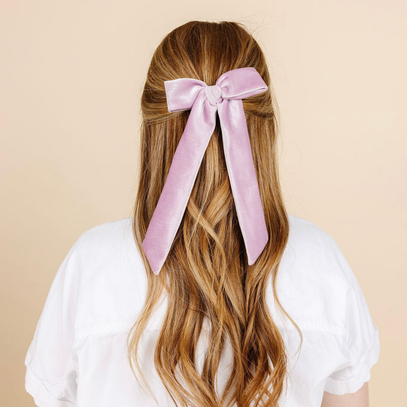 Velvet Sash - Lilac Bow Clip