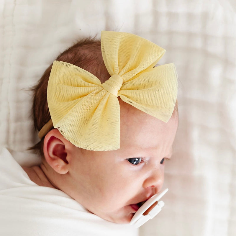 Tulle Bow - Lemon Headband