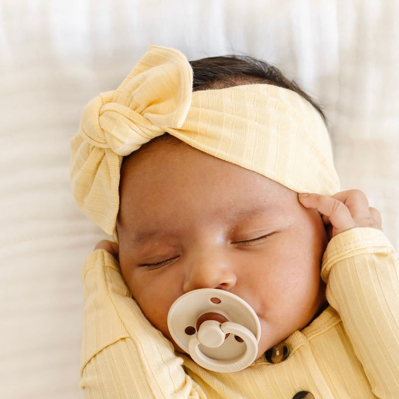 Birdie Ribbed Newborn Headband Bundle (Gown)