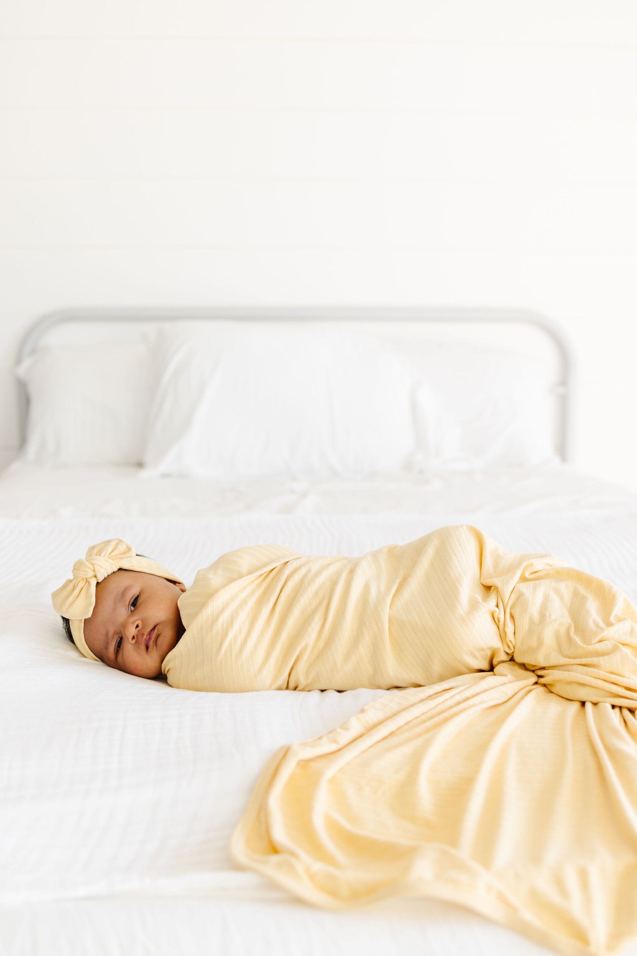 Birdie Ribbed Newborn Headband Bundle (Gown)
